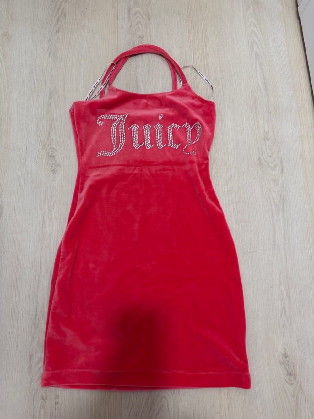 Juicy Couture pink Velour Rhinestone Logo Mini Dress